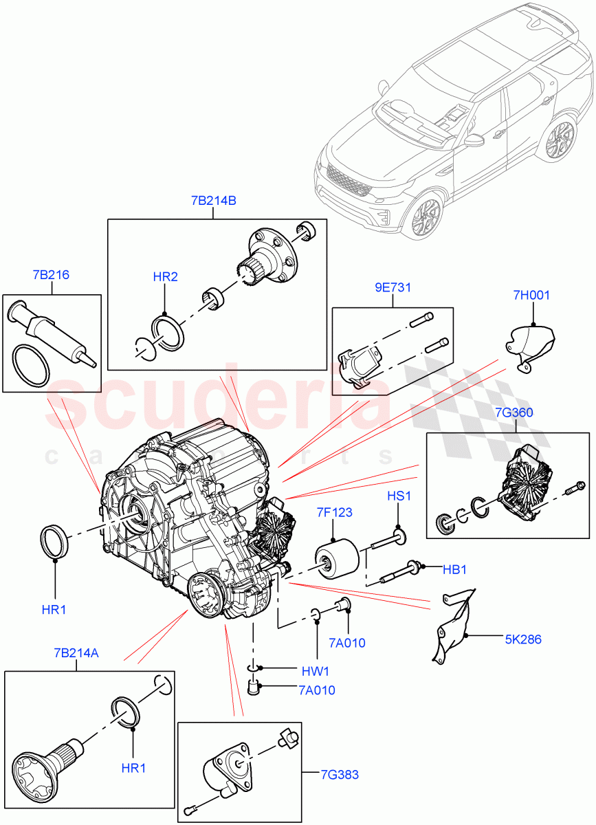Transfer Drive Components (Nitra Plant Build) (With 2 Spd Trans Case With Ctl Trac) ((V) FROMK2000001, (V) TOL2999999) of Land Rover Land Rover Discovery 5 (2017+) [2.0 Turbo Petrol AJ200P]