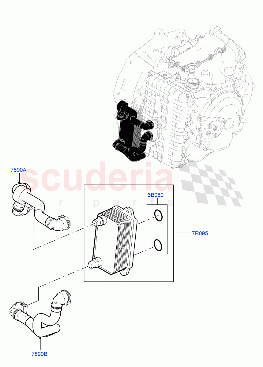 Transmission Cooling Systems (2.0L I4 Mid DOHC AJ200 Petrol, 9 Speed Auto AWD, Active Tranmission Warming, 2.0L I4 High DOHC AJ200 Petrol) ((V) FROMJH000001) of Land Rover Land Rover Discovery Sport (2015+) [2.0 Turbo Diesel AJ21D4]
