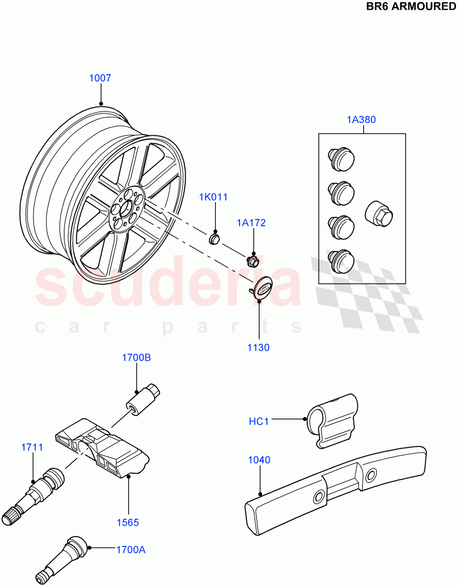 Wheels (With B6 Level Armouring) ((V) FROMAA000001) of Land Rover Land Rover Range Rover (2010-2012) [4.4 DOHC Diesel V8 DITC]