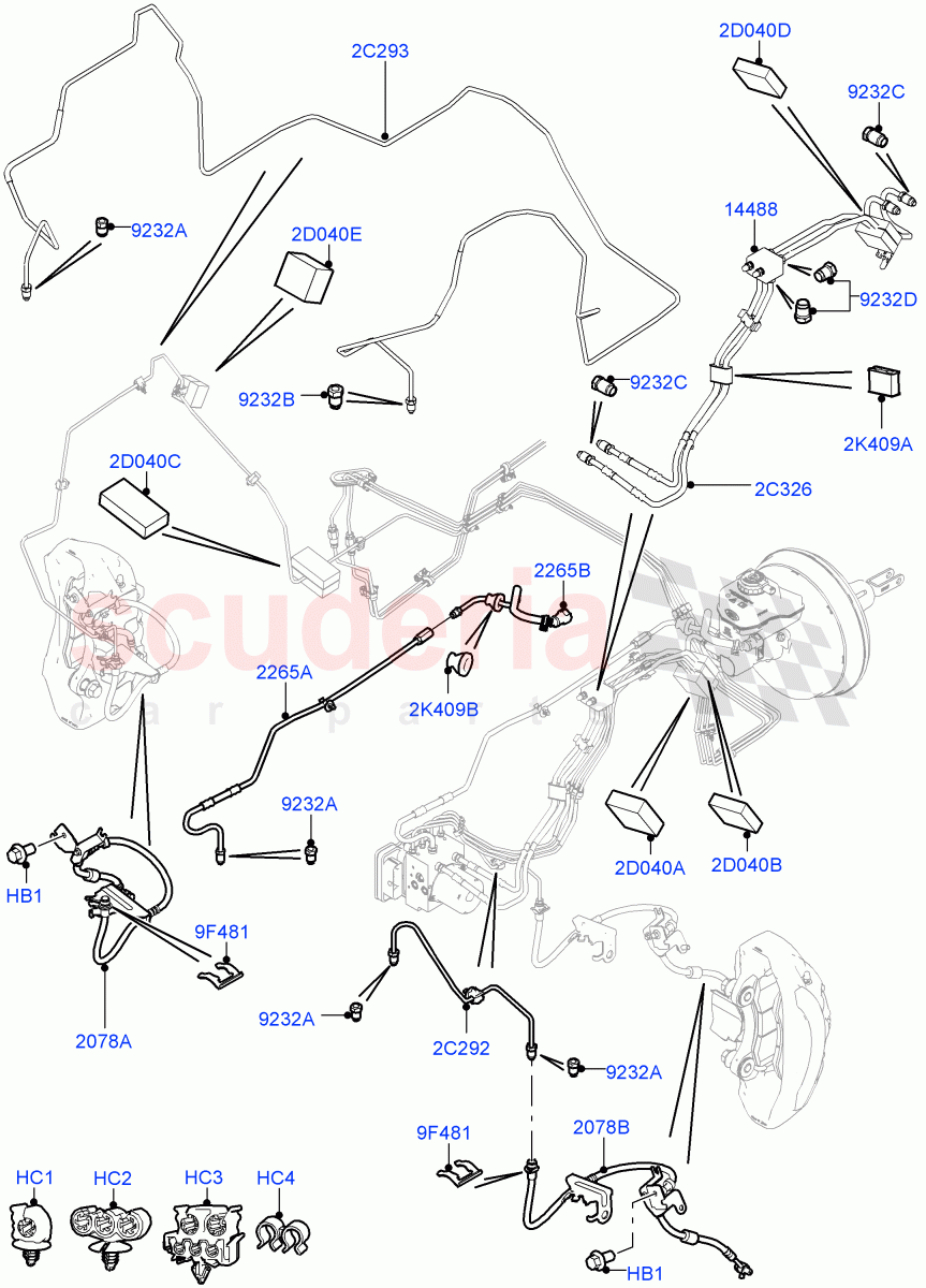Front Brake Pipes (3.0 V6 Diesel Electric Hybrid Eng, 8 Speed Auto Trans ZF 8HP70 HEV 4WD, LHD, 3.0 V6 D Gen2 Twin Turbo) ((V) FROMFA000001) of Land Rover Land Rover Range Rover (2012-2021) [2.0 Turbo Petrol GTDI]