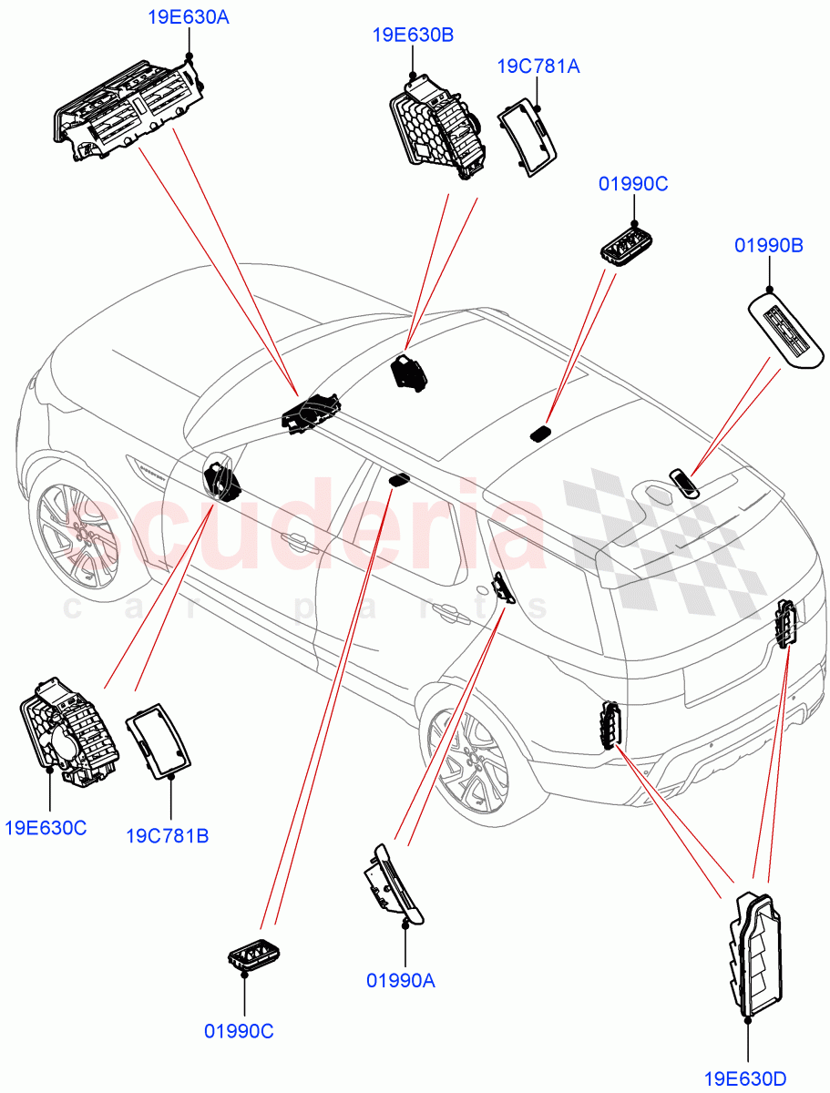 Air Vents, Louvres And Ducts (Solihull Plant Build, External Components) ((V) FROMHA000001) of Land Rover Land Rover Discovery 5 (2017+) [2.0 Turbo Petrol AJ200P]