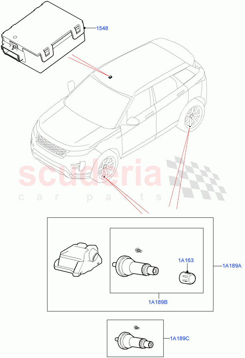 Tyre Pressure Monitor System (Halewood (UK), With Tyre Pressure Sensors) ((V) FROMMH143836) of Land Rover Land Rover Range Rover Evoque (2019+) [2.0 Turbo Diesel]