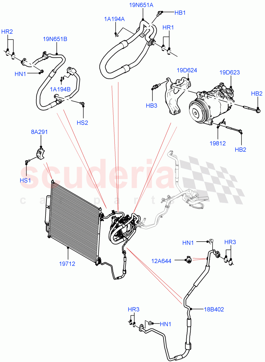Air Conditioning Condensr/Compressr (Nitra Plant Build, Front) (3.0L AJ20P6 Petrol High) ((V) FROMM2000001) of Land Rover Land Rover Discovery 5 (2017+) [3.0 DOHC GDI SC V6 Petrol]
