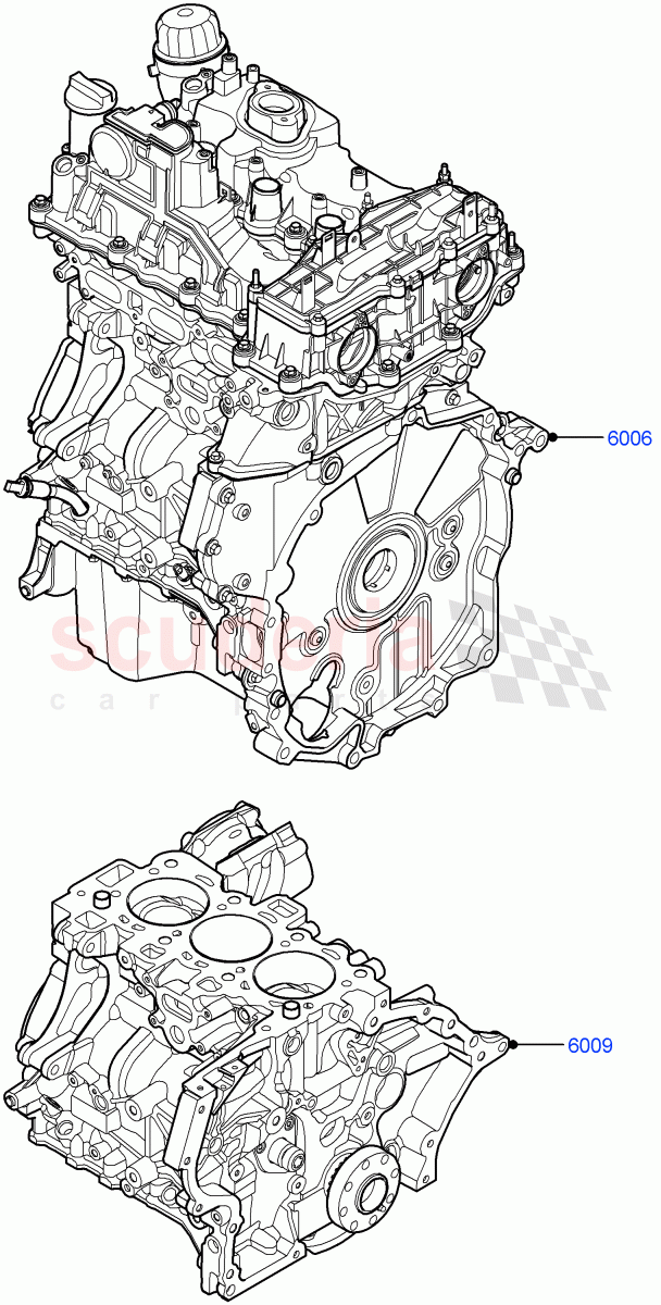 Service Engine And Short Block (1.5L AJ20P3 Petrol High, 8 Speed Automatic Trans 8G30, Changsu (China), 1.5L AJ20P3 Petrol High PHEV) of Land Rover Land Rover Range Rover Evoque (2019+) [1.5 I3 Turbo Petrol AJ20P3]