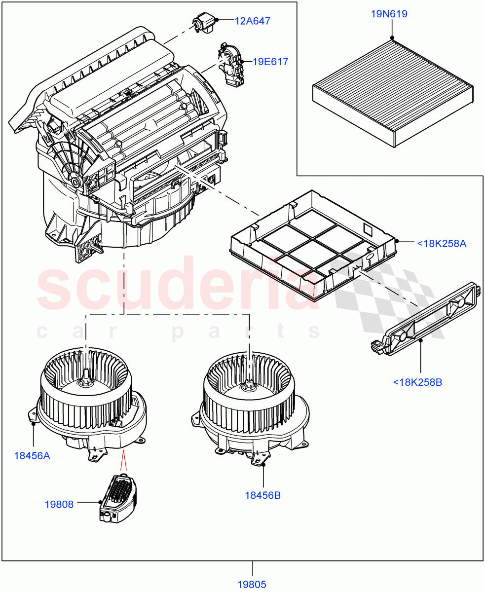 Heater/Air Con Blower And Compnts (Nitra Plant Build) ((V) FROML2426463) of Land Rover Land Rover Discovery 5 (2017+) [3.0 Diesel 24V DOHC TC]