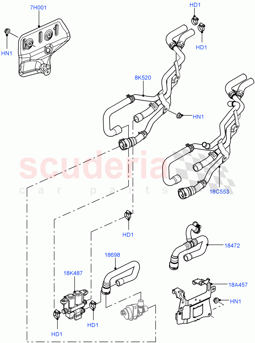 Heater Hoses (Heater Water Control, Front) ((V) FROMBA000001) of Land Rover Land Rover Range Rover (2010-2012) [5.0 OHC SGDI SC V8 Petrol]