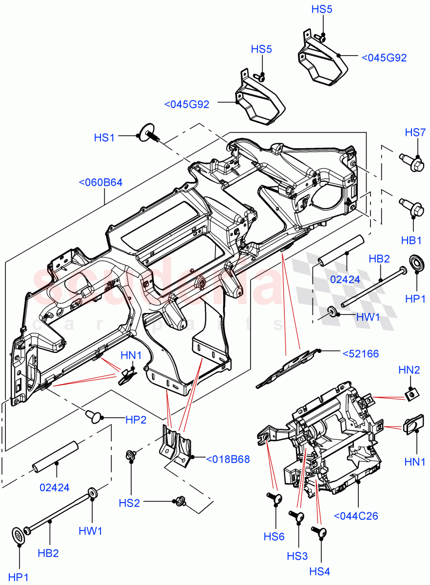 Instrument Panel (Upper, Internal Components) (Halewood (UK), Less Head Up Display) of Land Rover Land Rover Range Rover Evoque (2012-2018) [2.0 Turbo Diesel]