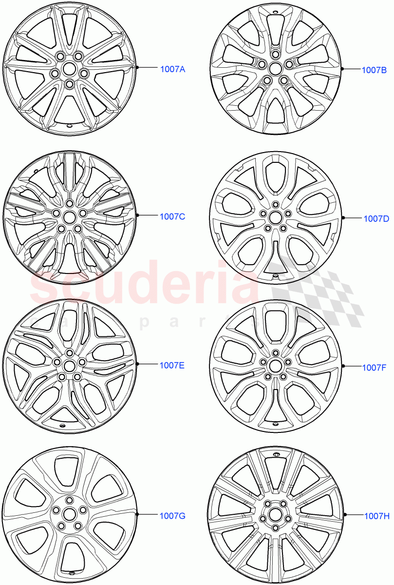 Wheels (Version - Core, Non SVR) of Land Rover Land Rover Range Rover Sport (2014+) [3.0 Diesel 24V DOHC TC]