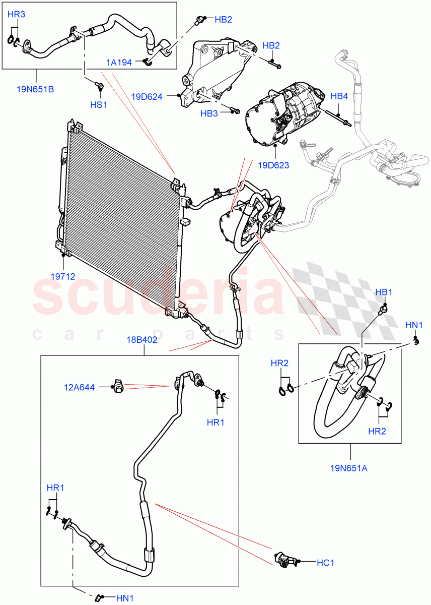 Air Conditioning Condensr/Compressr (2.0L AJ200P Hi PHEV) of Land Rover Land Rover Defender (2020+) [2.0 Turbo Diesel]