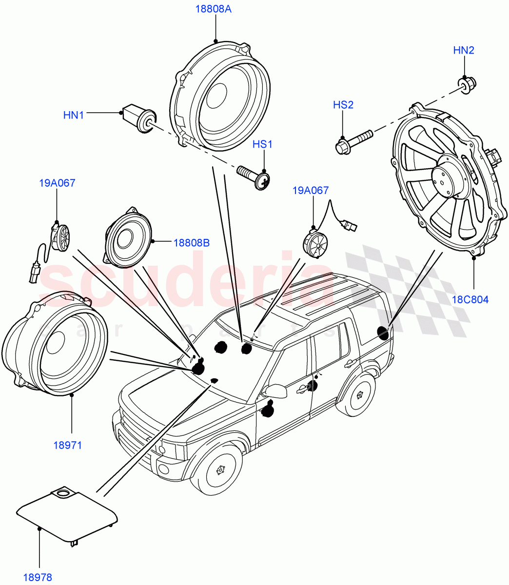Speakers (Midline Sound System, Hi Line Audio System - 600 W, Hi ICE Branded) ((V) FROMAA000001) of Land Rover Land Rover Discovery 4 (2010-2016) [2.7 Diesel V6]