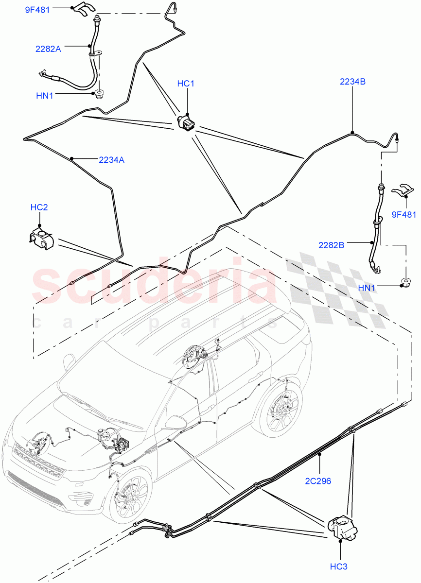 Rear Brake Pipes (Changsu (China)) ((V) FROMFG000001, (V) TOKG446856) of Land Rover Land Rover Discovery Sport (2015+) [2.2 Single Turbo Diesel]