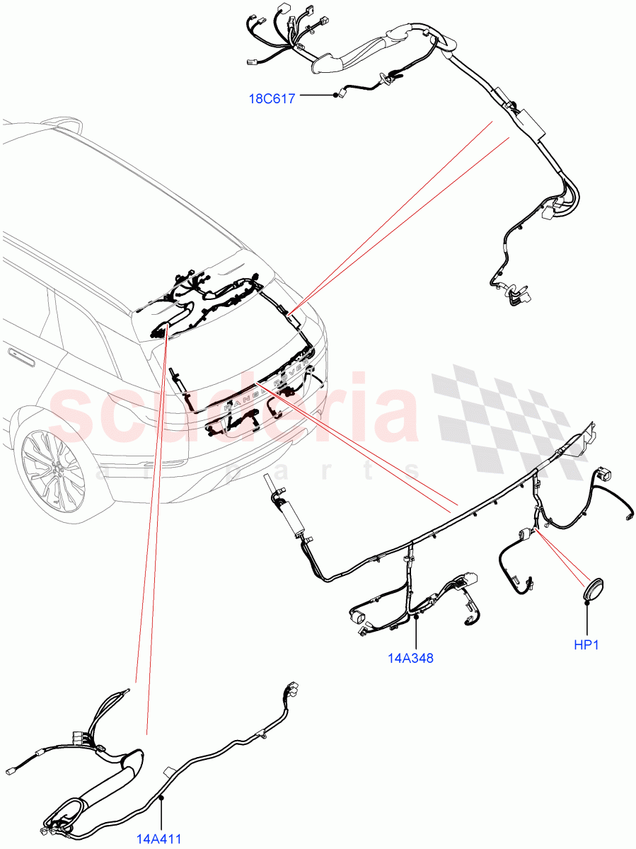 Electrical Wiring - Body And Rear (Tailgate) of Land Rover Land Rover Range Rover Velar (2017+) [5.0 OHC SGDI SC V8 Petrol]
