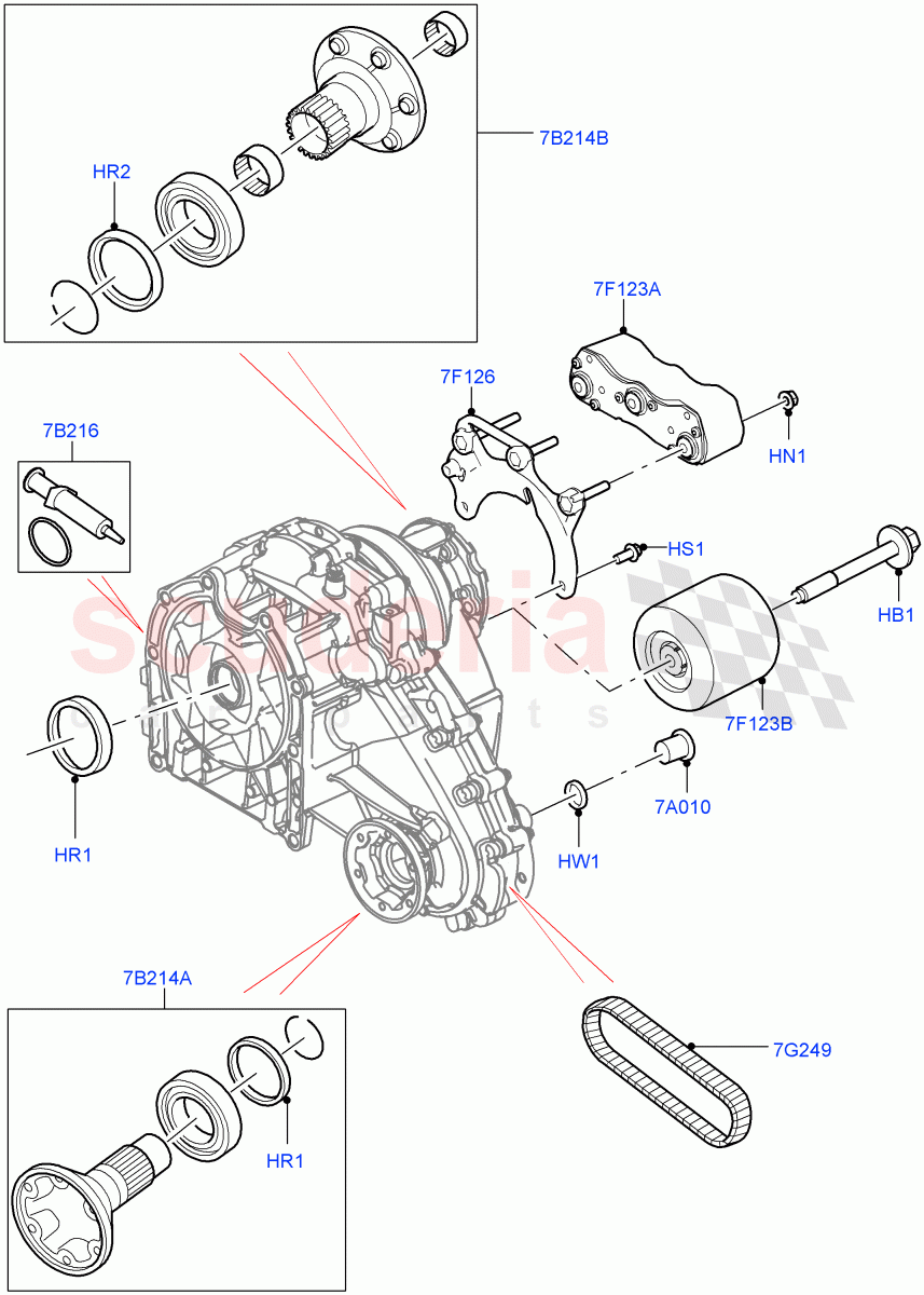 Transfer Drive Components (Nitra Plant Build) (With 1 Speed Transfer Case) ((V) FROMK2000001, (V) TOL2999999) of Land Rover Land Rover Discovery 5 (2017+) [3.0 Diesel 24V DOHC TC]