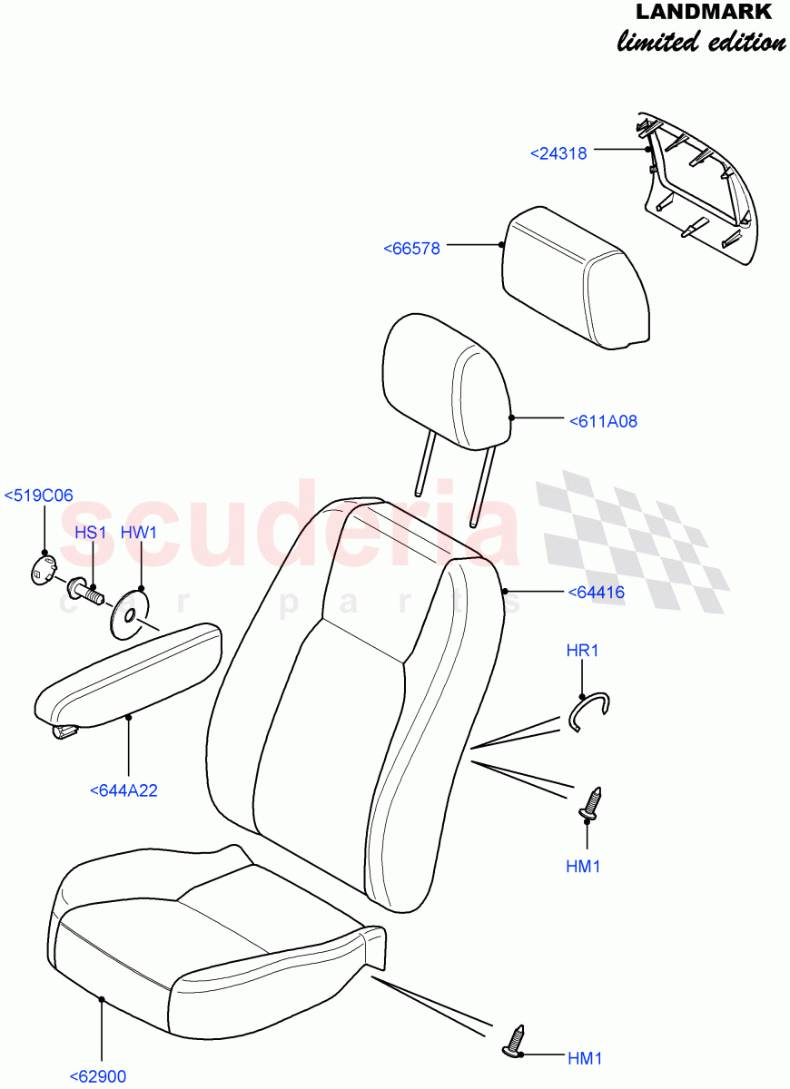 Front Seat Covers (Landmark Limited Edition) ((V) FROMBA000001) of Land Rover Land Rover Discovery 4 (2010-2016) [5.0 OHC SGDI NA V8 Petrol]