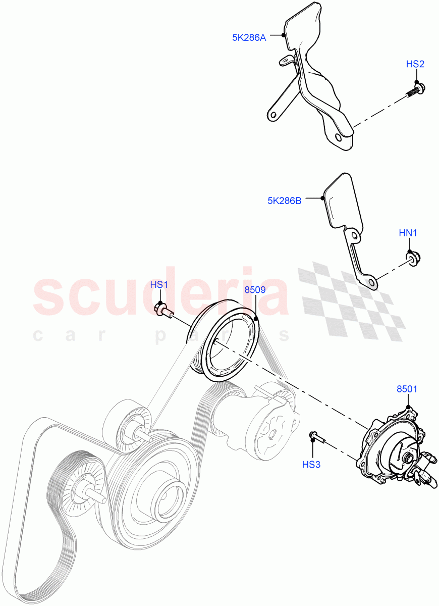 Water Pump (2.0L AJ20P4 Petrol Mid PTA, Itatiaia (Brazil), Less Electric Engine Battery, 2.0L AJ20P4 Petrol High PTA, 2.0L AJ20P4 Petrol E100 PTA) of Land Rover Land Rover Range Rover Evoque (2019+) [2.0 Turbo Petrol AJ200P]