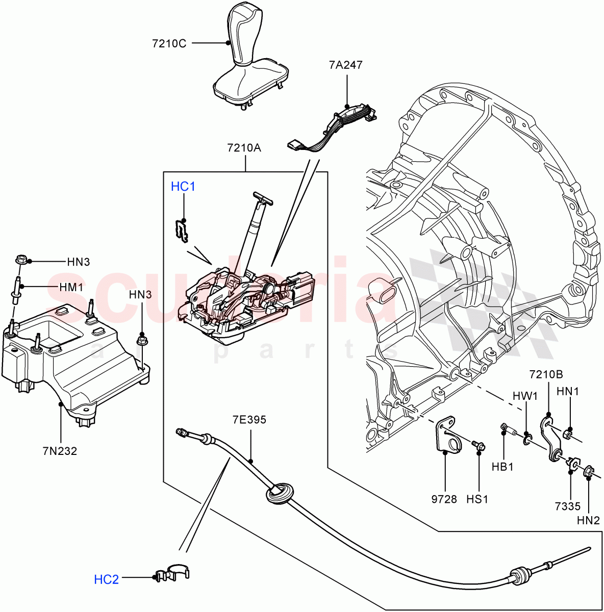 Gear Change-Automatic Transmission (Floor) (5.0L OHC SGDI SC V8 Petrol - AJ133, 6 Speed Auto Transmission ZF 6HP28, 5.0L OHC SGDI NA V8 Petrol - AJ133) ((V) FROMAA000001) of Land Rover Land Rover Range Rover (2010-2012) [5.0 OHC SGDI SC V8 Petrol]
