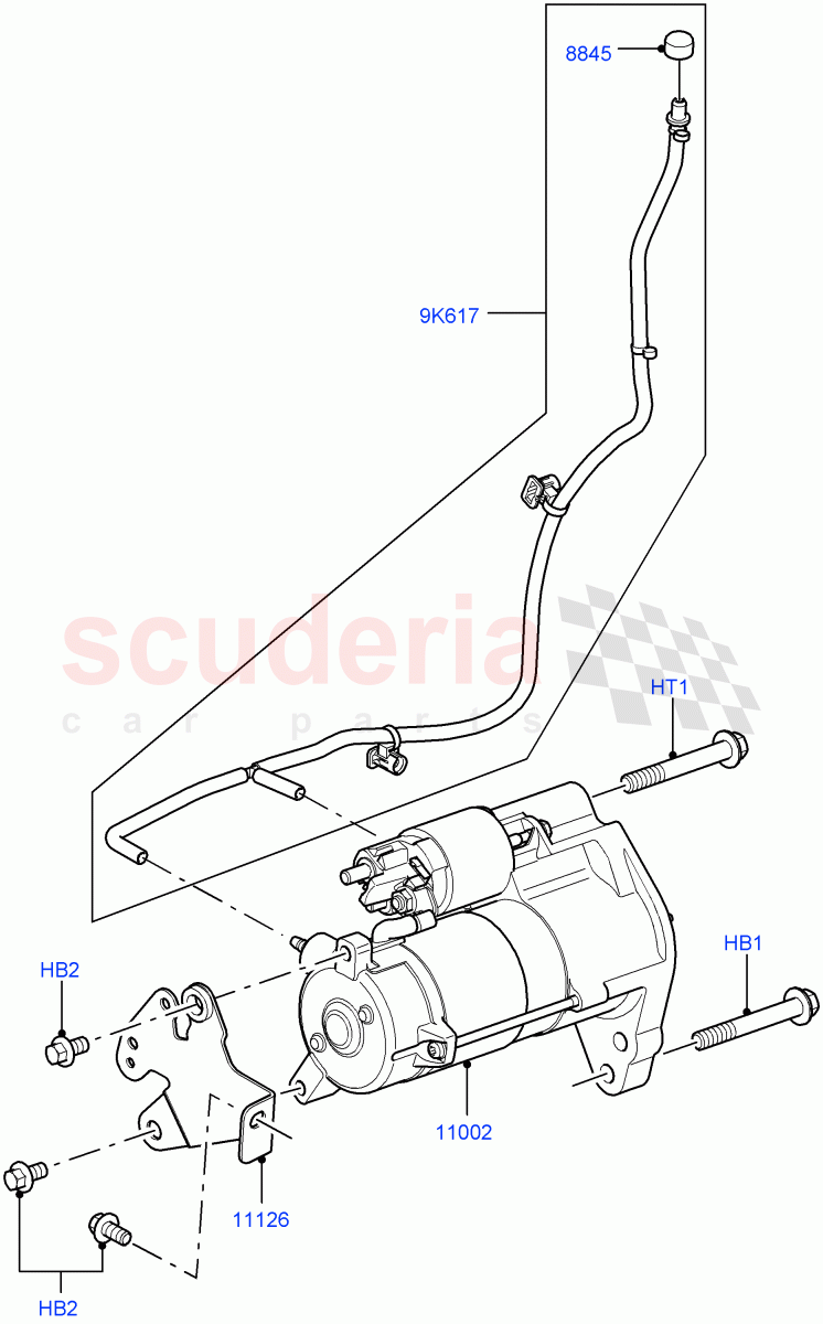 Starter Motor (Nitra Plant Build) (3.0 V6 Diesel) ((V) FROMK2000001) of Land Rover Land Rover Discovery 5 (2017+) [3.0 Diesel 24V DOHC TC]