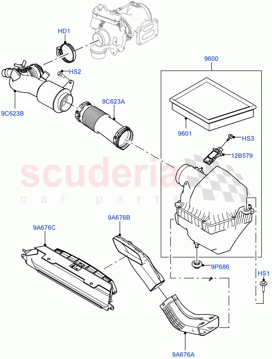 Air Cleaner (2.0L AJ200P Hi PHEV, 2.0L I4 Mid DOHC AJ200 Petrol) ((V) FROMMA000001) of Land Rover Land Rover Range Rover Velar (2017+) [2.0 Turbo Petrol AJ200P]