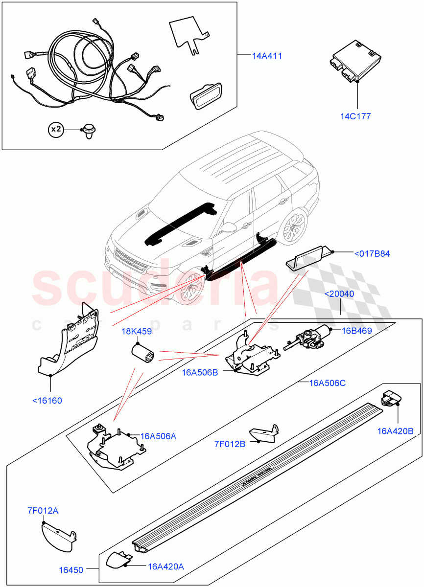 Side Steps And Tubes (Accessory, Power Deployable) of Land Rover Land Rover Range Rover Sport (2014+) [3.0 I6 Turbo Petrol AJ20P6]