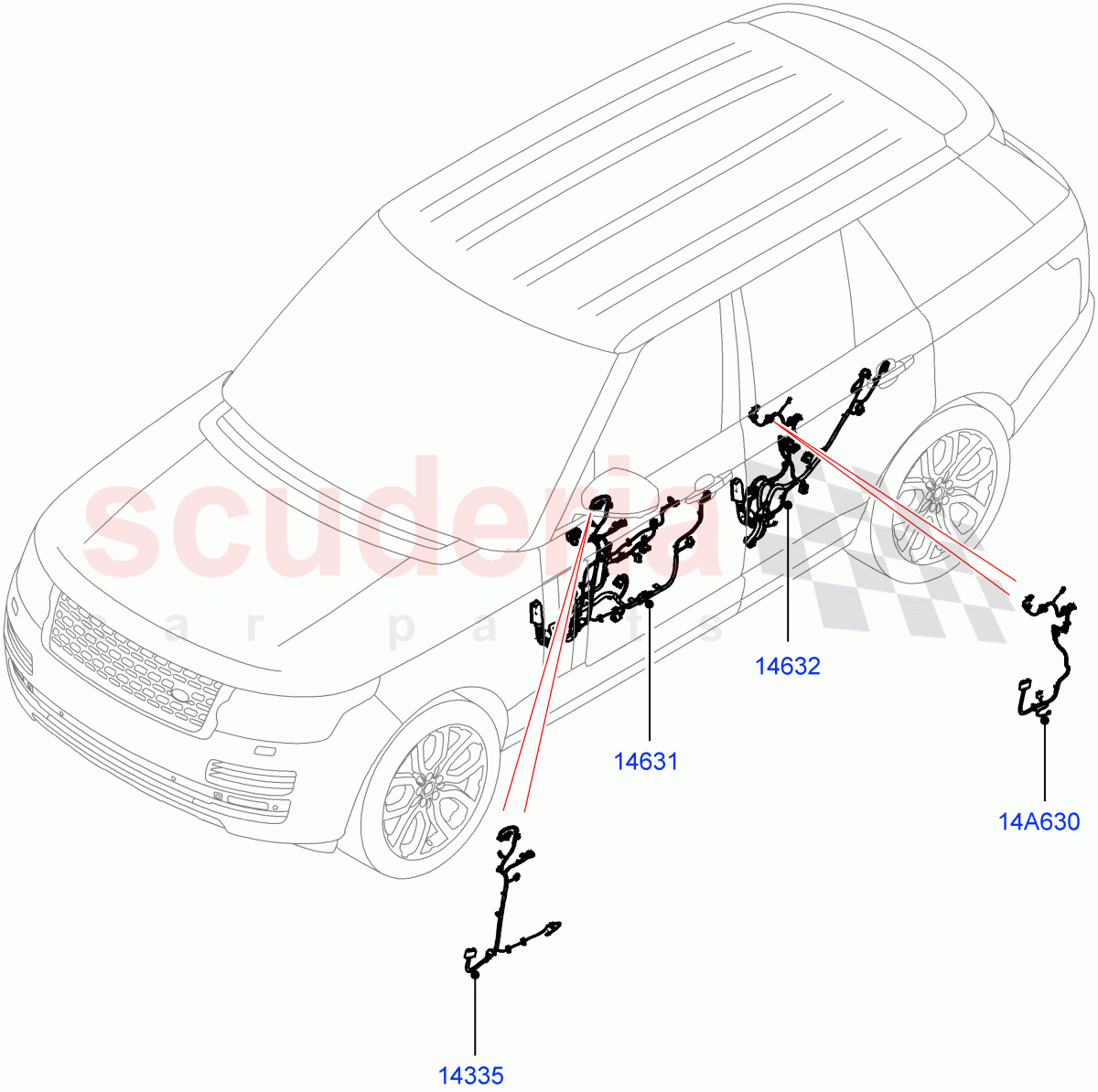 Electrical Wiring - Body And Rear (Front And Rear Doors) ((V) FROMHA000001, (V) TOHA999999) of Land Rover Land Rover Range Rover (2012-2021) [3.0 I6 Turbo Petrol AJ20P6]
