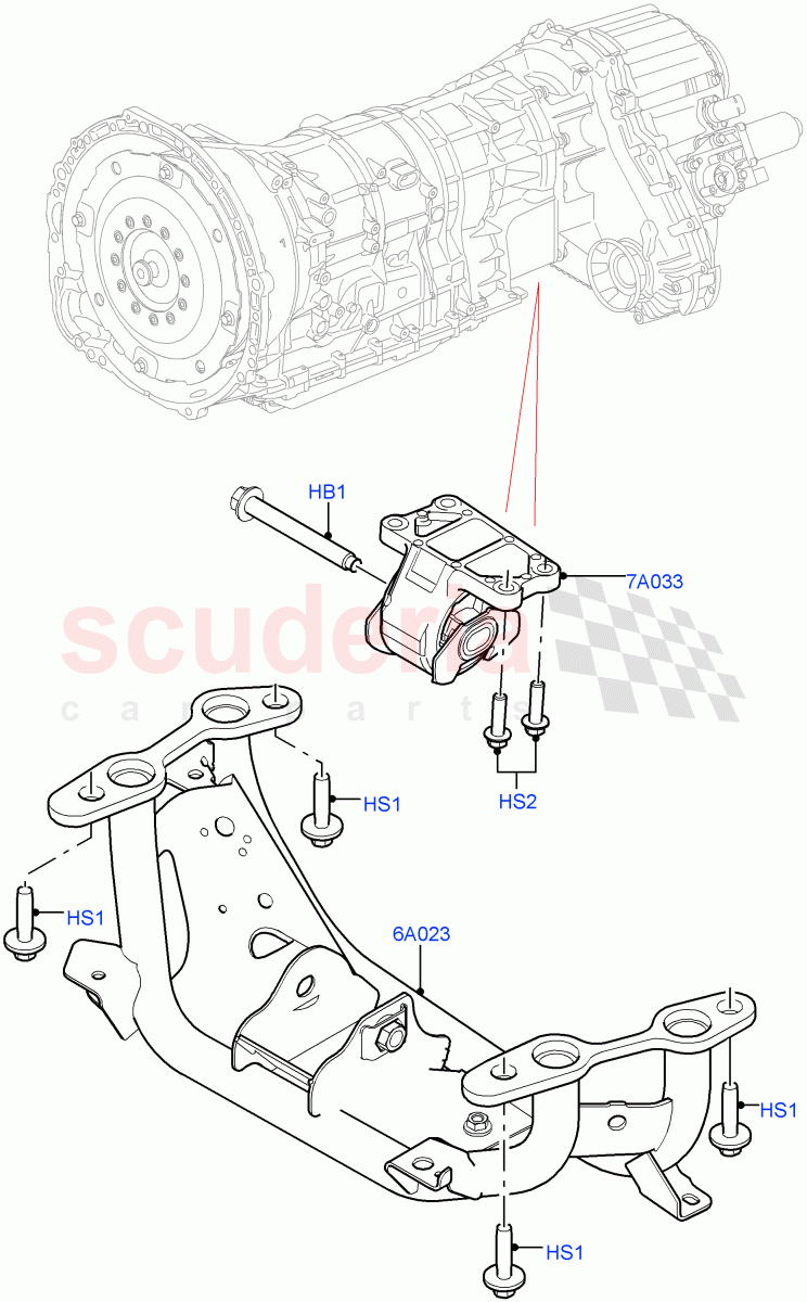 Transmission Mounting (2.0L AJ200P Hi PHEV) ((V) FROMJA000001) of Land Rover Land Rover Range Rover (2012-2021) [5.0 OHC SGDI NA V8 Petrol]
