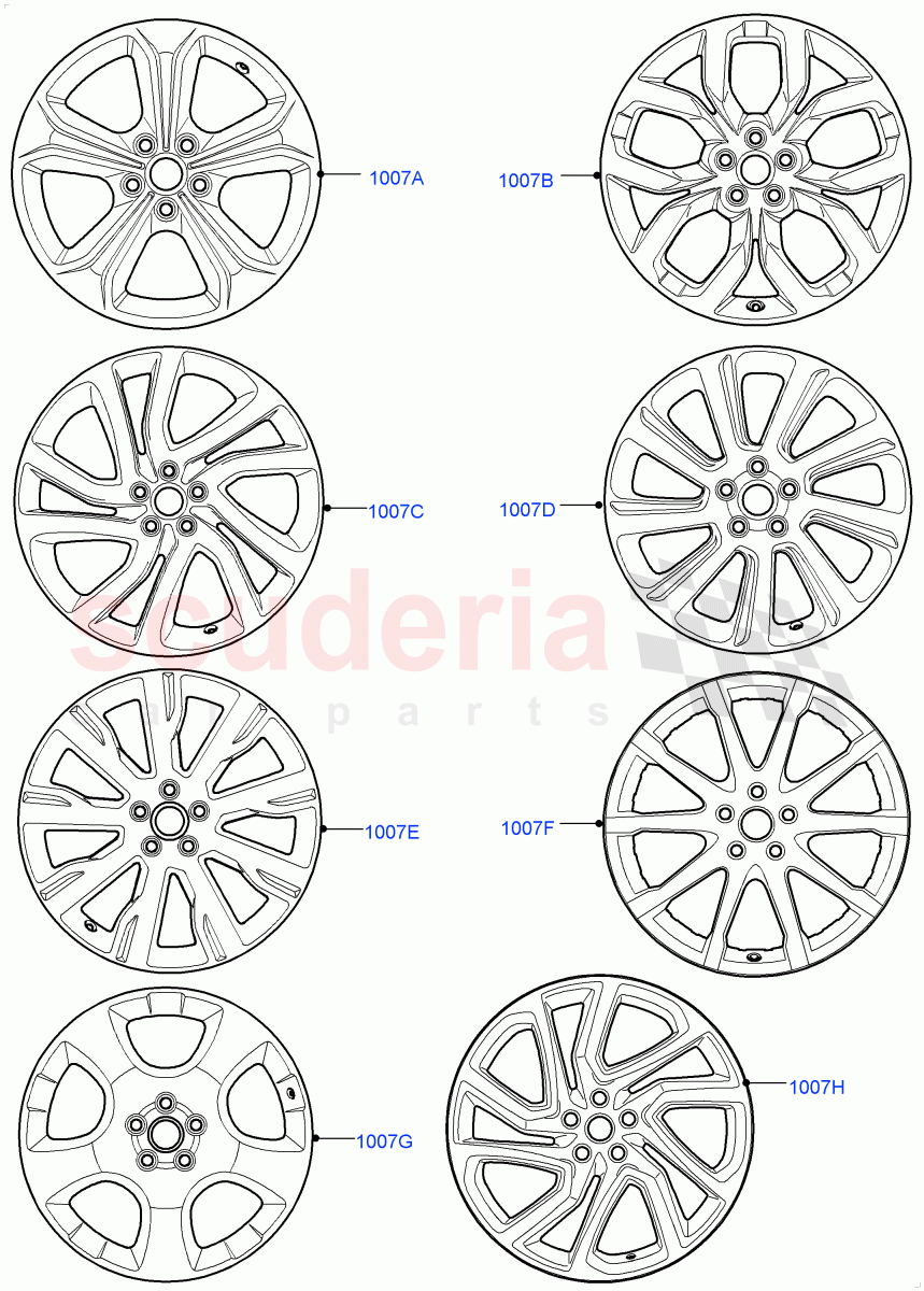 Spare Wheel (Halewood (UK), 20" Full Size Spare Wheel, 18" Full Size Spare Wheel, With Conventional Alloy Spare Wheel, With 17" Alloy Spare Wheel, 19" Full Size Spare Wheel) ((V) TOKH999999) of Land Rover Land Rover Discovery Sport (2015+) [2.0 Turbo Diesel]