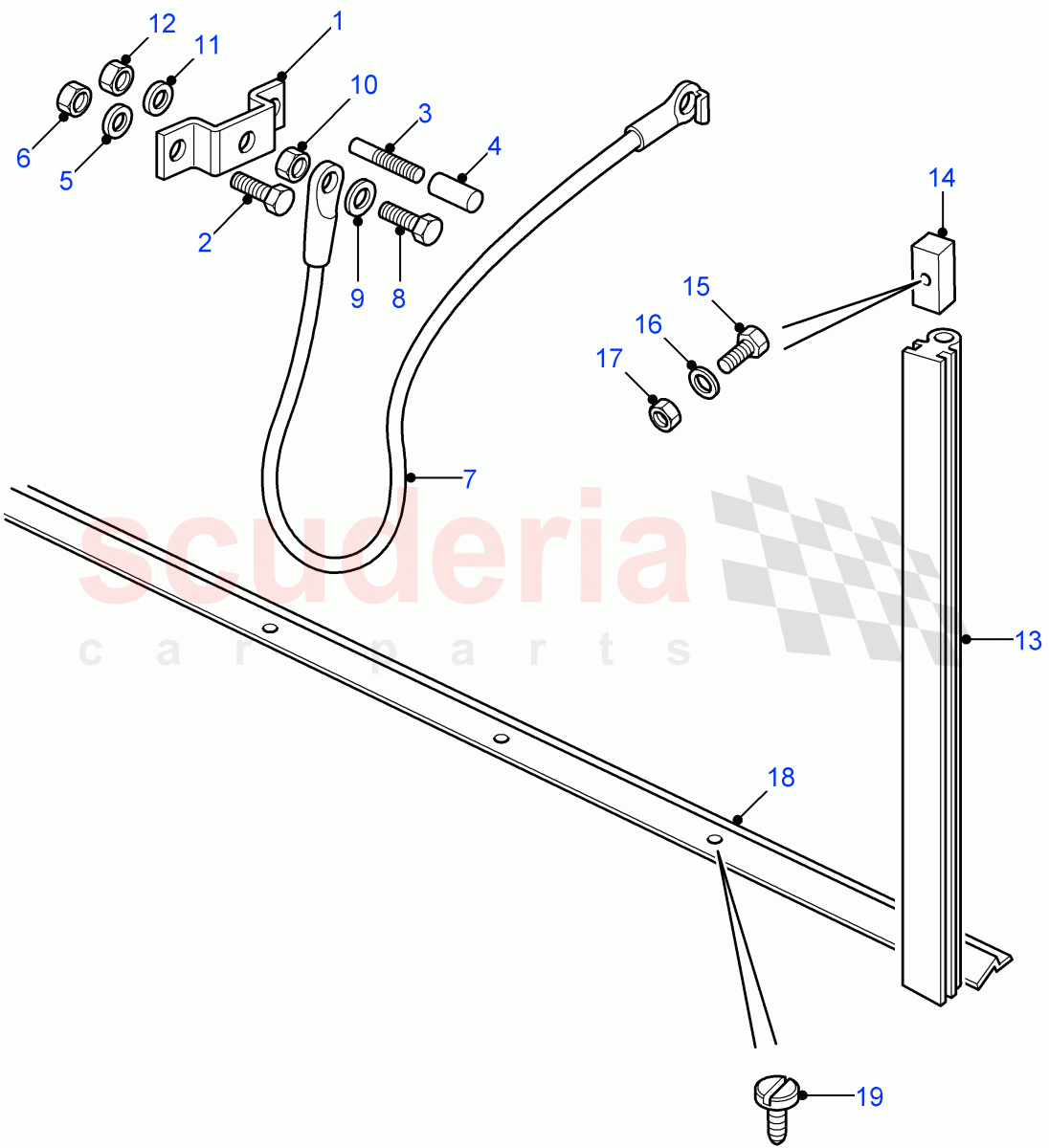 Cable-Rear Body Tailgate (With High Capacity Tailgate, With Lower Tailgate) ((V) FROM7A000001) of Land Rover Land Rover Defender (2007-2016)