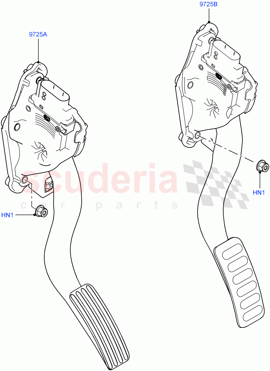 Accelerator/Injection Pump Controls (Solihull Plant Build) (3.0L DOHC GDI SC V6 PETROL) ((V) FROMEA000001) of Land Rover Land Rover Range Rover Sport (2014+) [3.0 DOHC GDI SC V6 Petrol]