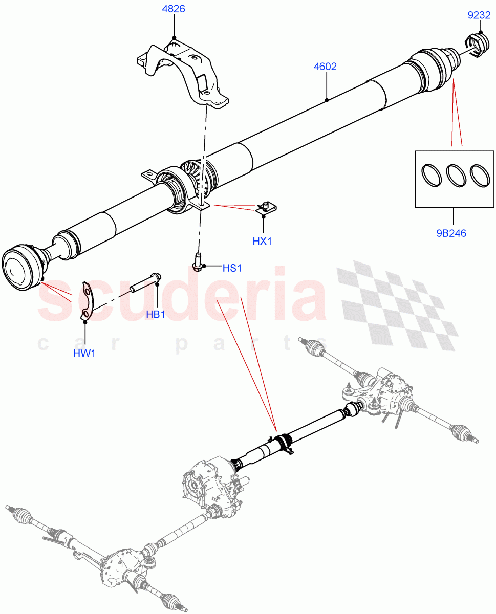 Drive Shaft - Rear Axle Drive (Nitra Plant Build, Propshaft) ((V) FROMM2000001) of Land Rover Land Rover Discovery 5 (2017+) [3.0 Diesel 24V DOHC TC]