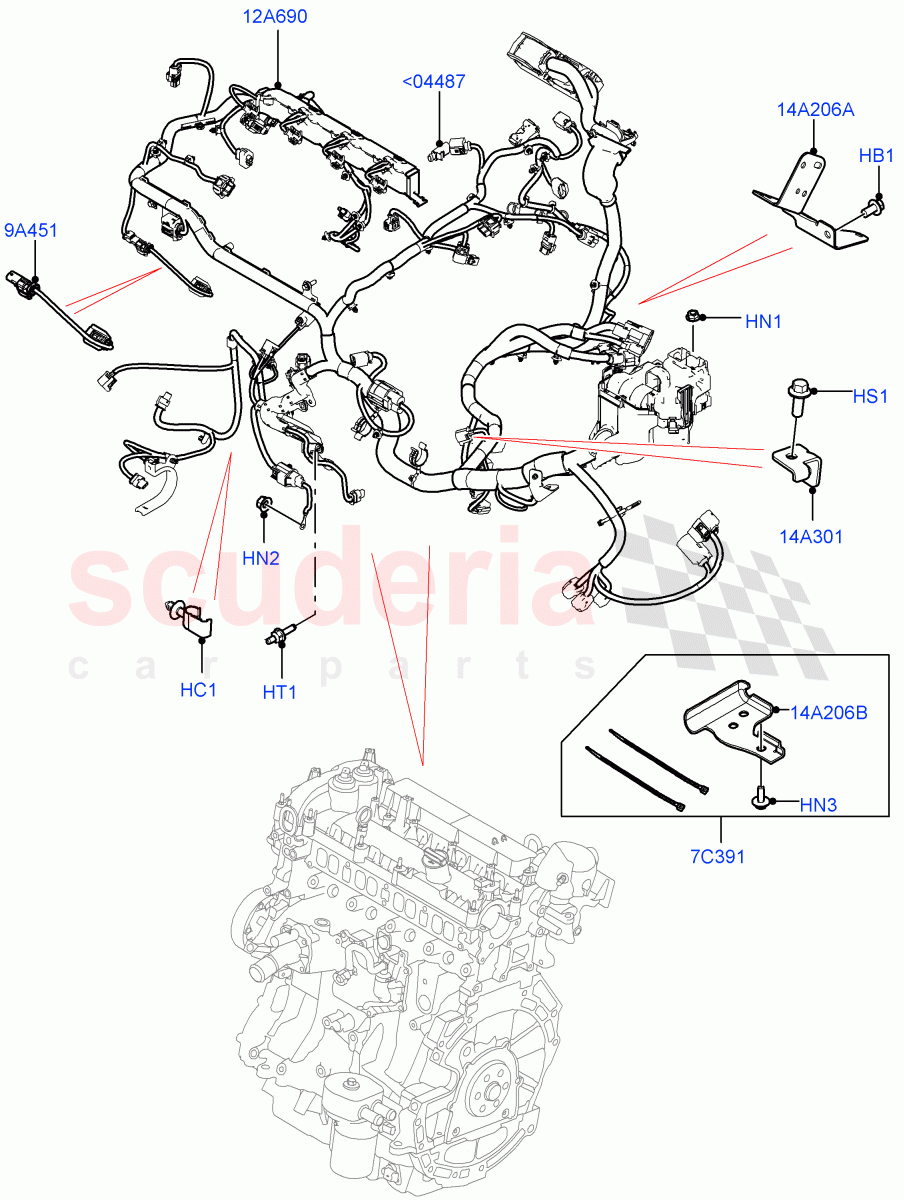Electrical Wiring - Engine And Dash (Engine) (2.0L I4 DSL MID DOHC AJ200, Halewood (UK), 2.0L I4 DSL HIGH DOHC AJ200) ((V) FROMGH000001, (V) TOHH999999) of Land Rover Land Rover Discovery Sport (2015+) [2.0 Turbo Petrol GTDI]