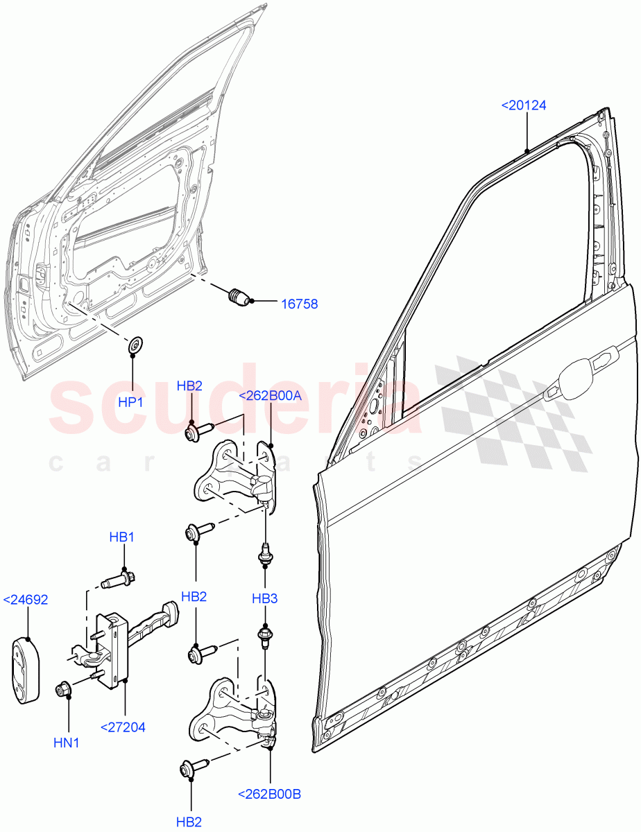 Front Doors, Hinges & Weatherstrips (Door And Fixings) of Land Rover Land Rover Range Rover Sport (2014+) [3.0 I6 Turbo Petrol AJ20P6]