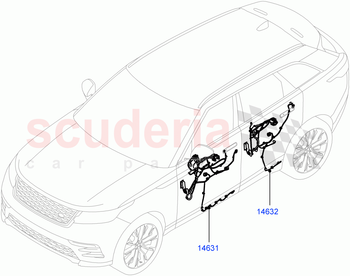 Electrical Wiring - Body And Rear (Front And Rear Doors) ((V) TOLA999999) of Land Rover Land Rover Range Rover Velar (2017+) [3.0 I6 Turbo Petrol AJ20P6]