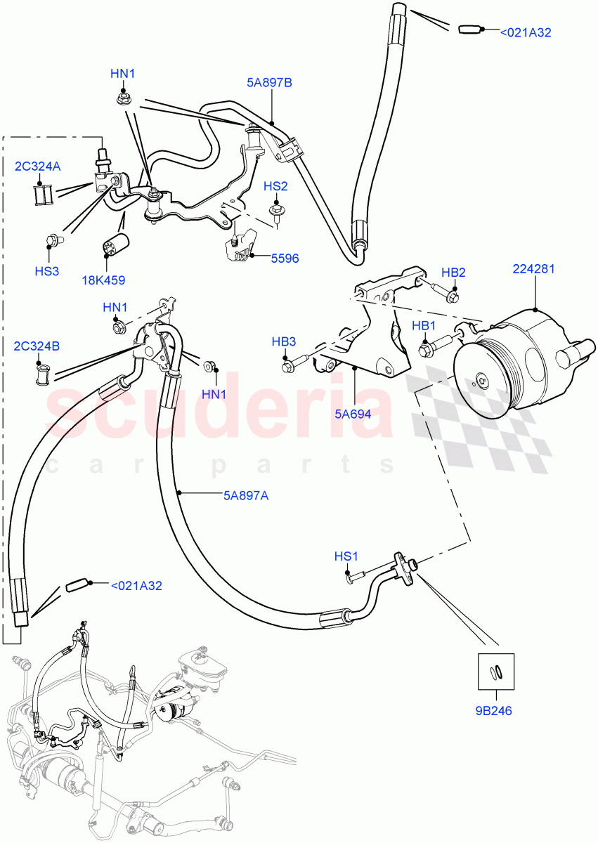 Active Anti-Roll Bar System (High Pressure Pipes, ARC Pump) (3.0 V6 Diesel, With ACE Suspension) ((V) TOHA999999) of Land Rover Land Rover Range Rover Sport (2014+) [2.0 Turbo Diesel]