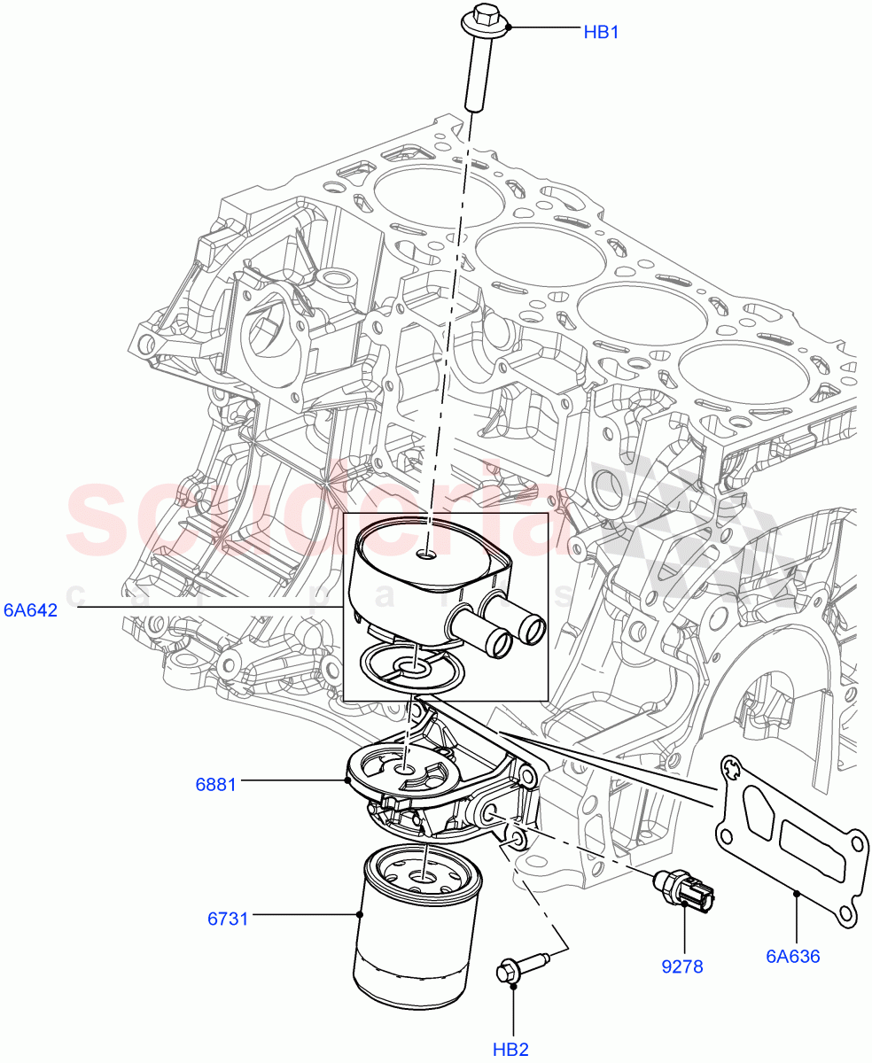 Oil Cooler And Filter (2.0L 16V TIVCT T/C 240PS Petrol, Itatiaia (Brazil)) ((V) FROMGT000001) of Land Rover Land Rover Range Rover Evoque (2012-2018) [2.0 Turbo Petrol GTDI]