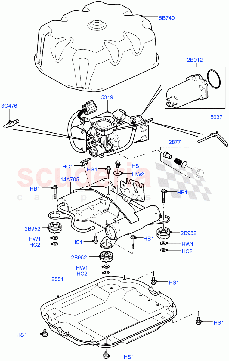 Air Suspension Compressor And Lines ('Hitachi' Compressor, Compressor Assy) ((V) FROMAA000001, (V) TOBA356346) of Land Rover Land Rover Range Rover (2010-2012) [3.6 V8 32V DOHC EFI Diesel]