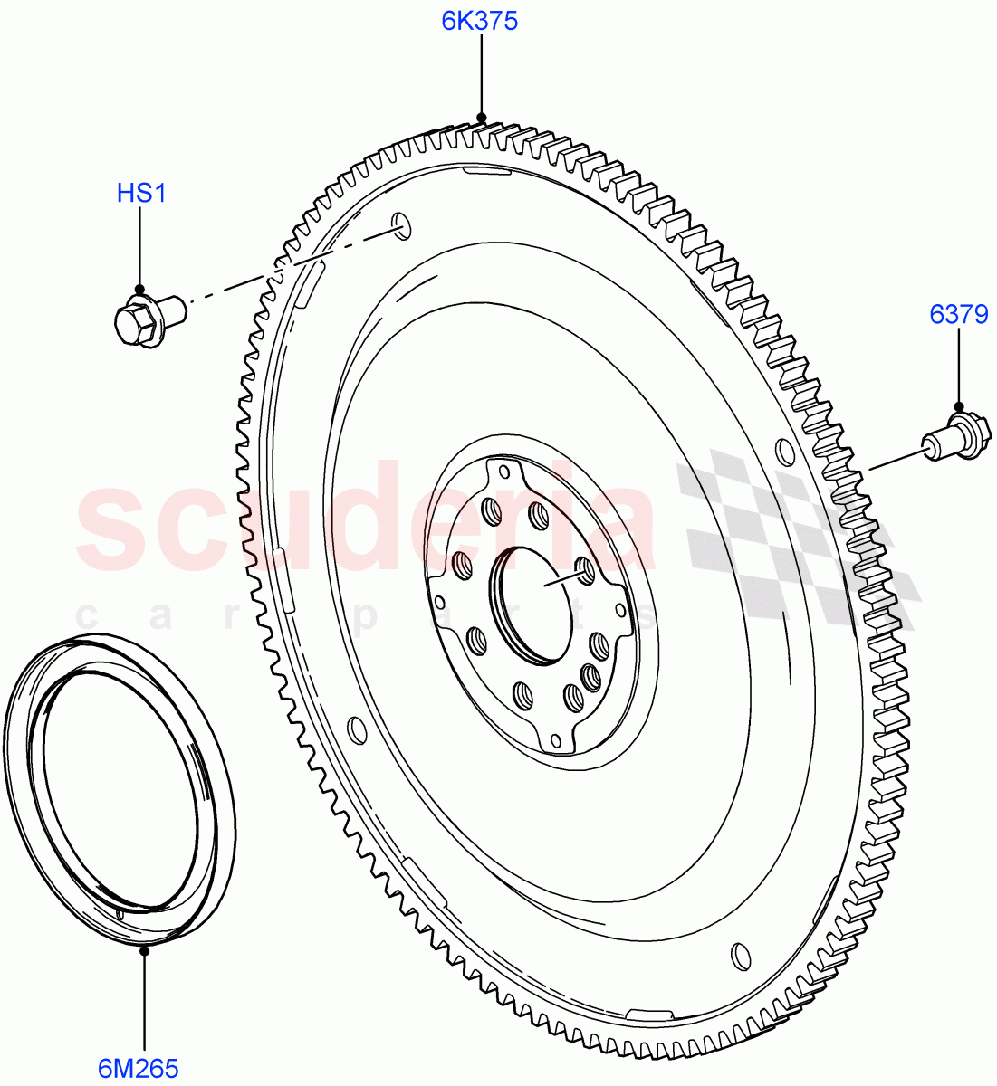 Flywheel (3.6L V8 32V DOHC EFi Diesel Lion) ((V) FROM7A000001, (V) TO9A999999) of Land Rover Land Rover Range Rover Sport (2005-2009) [3.6 V8 32V DOHC EFI Diesel]