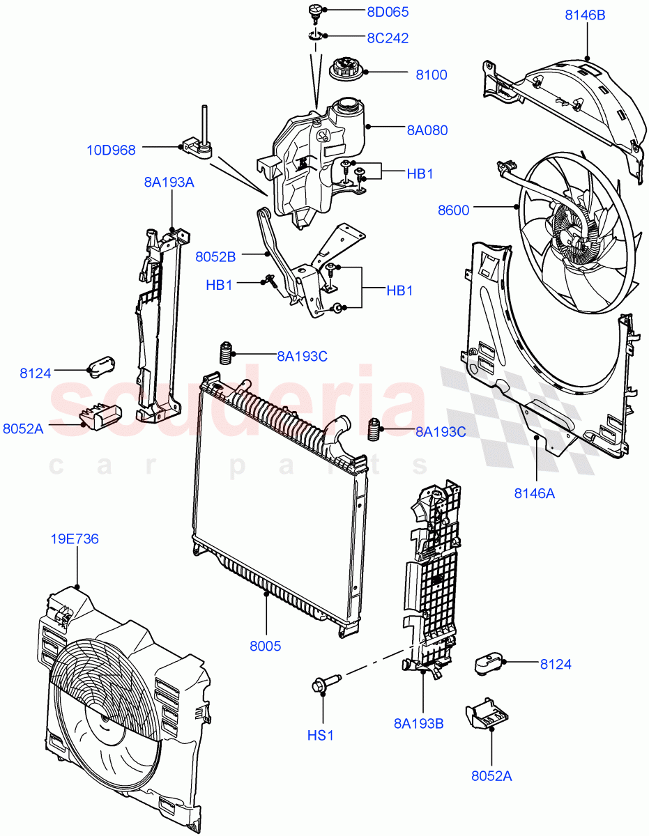 Radiator/Coolant Overflow Container (3.6L V8 32V DOHC EFi Diesel Lion) ((V) FROMAA000001) of Land Rover Land Rover Range Rover (2010-2012) [3.6 V8 32V DOHC EFI Diesel]
