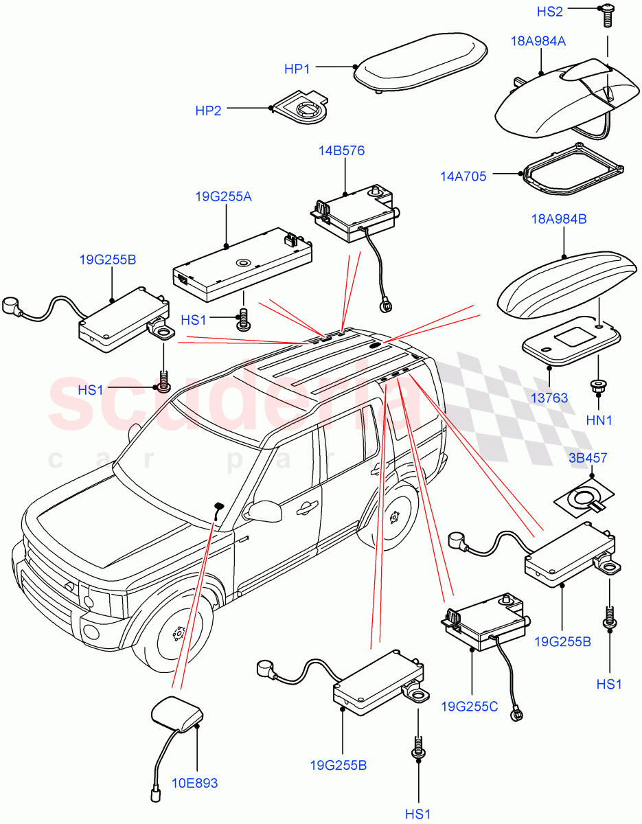 Aerial (Roof) ((V) FROMAA000001) of Land Rover Land Rover Discovery 4 (2010-2016) [3.0 DOHC GDI SC V6 Petrol]