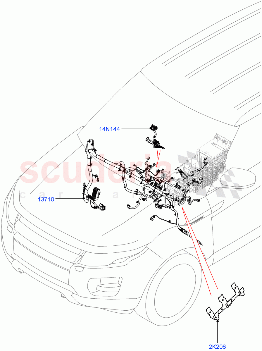 Electrical Wiring - Engine And Dash (Facia) (3 Door, Halewood (UK), 5 Door) ((V) TOGH999999) of Land Rover Land Rover Range Rover Evoque (2012-2018) [2.0 Turbo Petrol AJ200P]