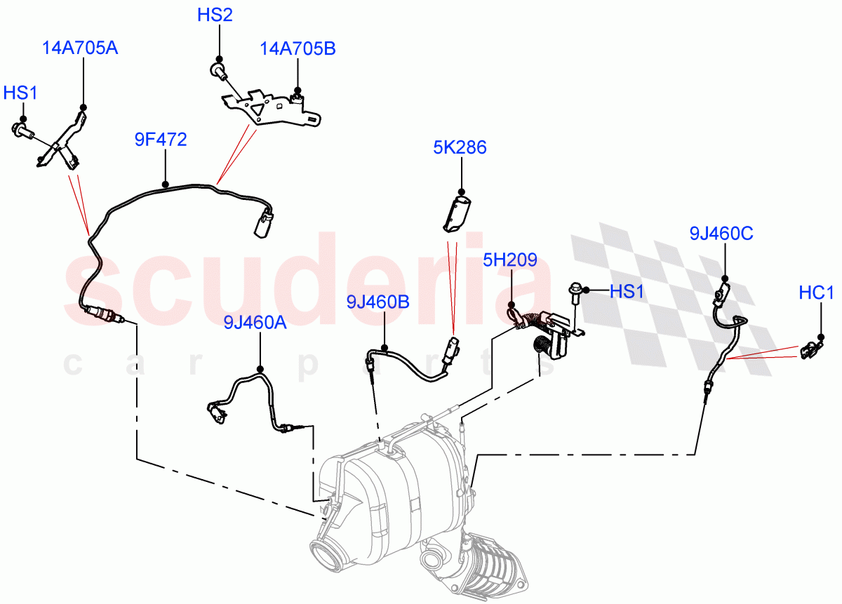 Exhaust Sensors And Modules (3.0L AJ20D6 Diesel High, Euro Stage 4 Emissions, Stage V Plus DPF) of Land Rover Land Rover Range Rover (2022+) [3.0 I6 Turbo Diesel AJ20D6]