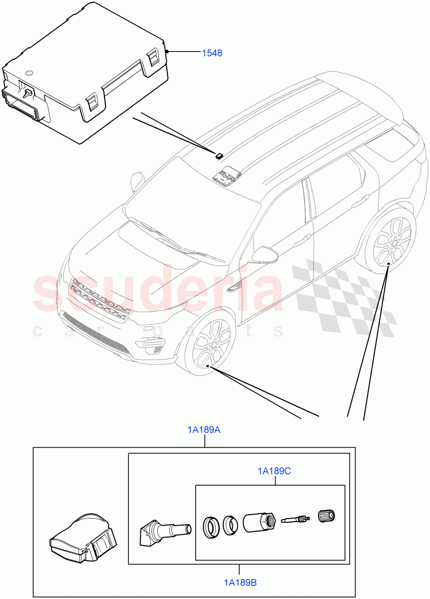 Tyre Pressure Monitor System (Halewood (UK), With Tyre Pressure Sensors) ((V) TOMH887585) of Land Rover Land Rover Discovery Sport (2015+) [2.0 Turbo Petrol GTDI]