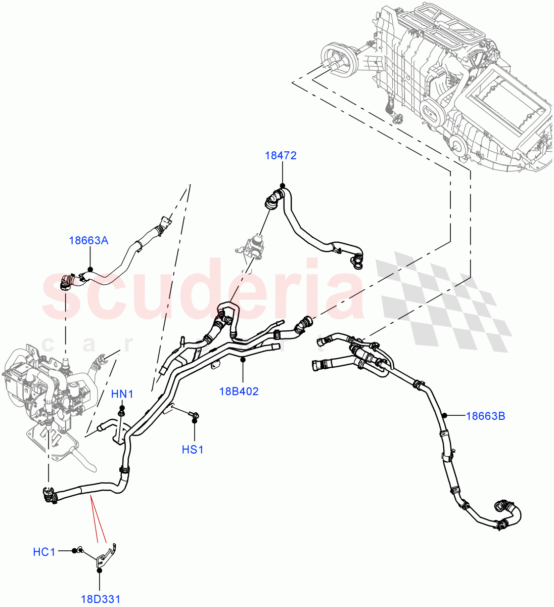 Heater Hoses (3.0L AJ20P6 Petrol High, Fuel Heater W/Pk Heat With Remote) ((V) FROMMA000001) of Land Rover Land Rover Range Rover Velar (2017+) [3.0 DOHC GDI SC V6 Petrol]