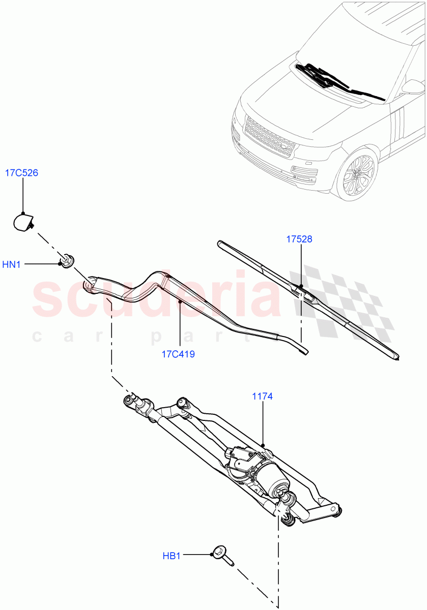 Windscreen Wiper of Land Rover Land Rover Range Rover (2012-2021) [5.0 OHC SGDI SC V8 Petrol]