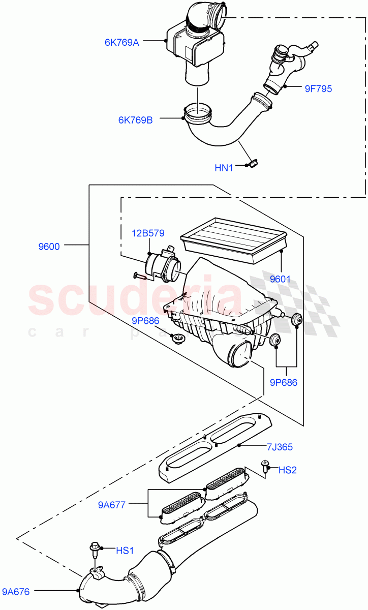 Air Cleaner (3.0 V6 D Gen2 Mono Turbo, 3.0 V6 D Low MT ROW) ((V) FROMFA000001) of Land Rover Land Rover Range Rover Sport (2014+) [3.0 Diesel 24V DOHC TC]
