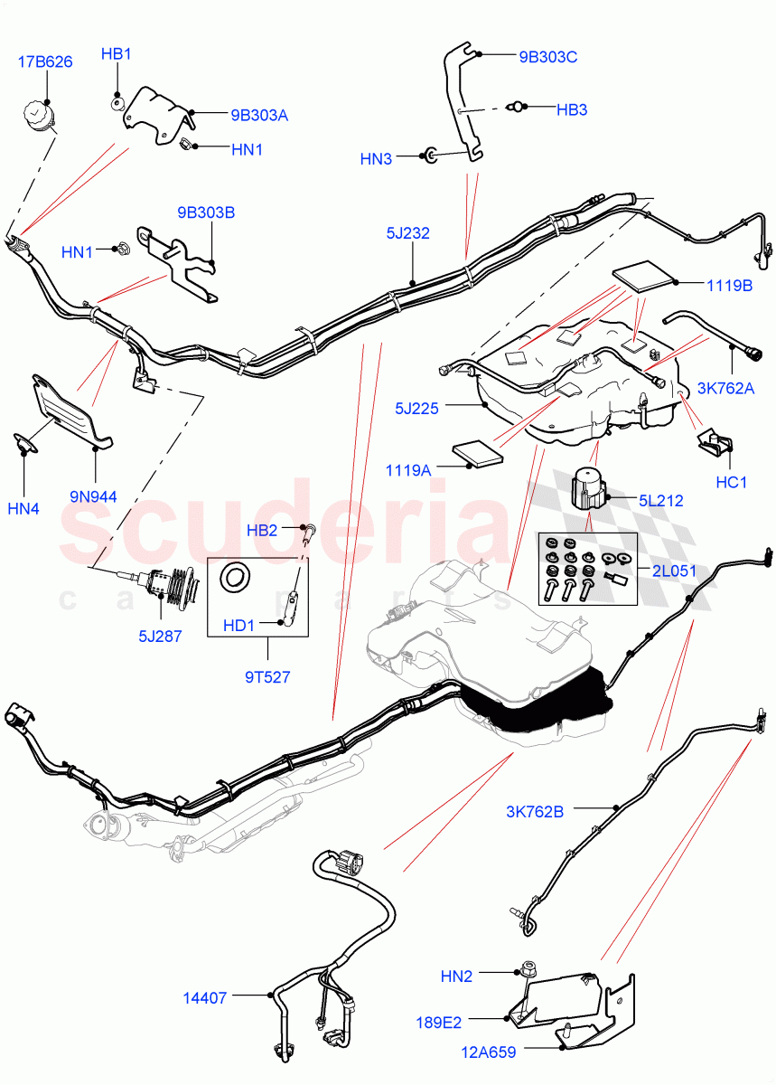 Exhaust Fluid Injection System (2.0L I4 DSL MID DOHC AJ200, With Diesel Exh Fluid Emission Tank, 2.0L I4 DSL HIGH DOHC AJ200) ((V) FROMGH000001) of Land Rover Land Rover Range Rover Evoque (2012-2018) [2.0 Turbo Diesel]