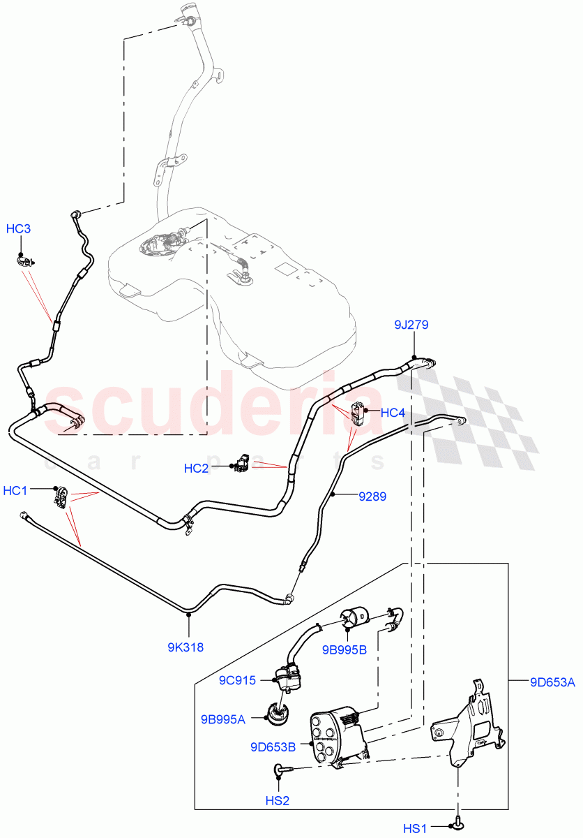 Carbon Canister (1.5L AJ20P3 Petrol High, Halewood (UK), Fuel Tank Filler Neck - DMTL) ((V) FROMMH000001) of Land Rover Land Rover Range Rover Evoque (2019+) [1.5 I3 Turbo Petrol AJ20P3]