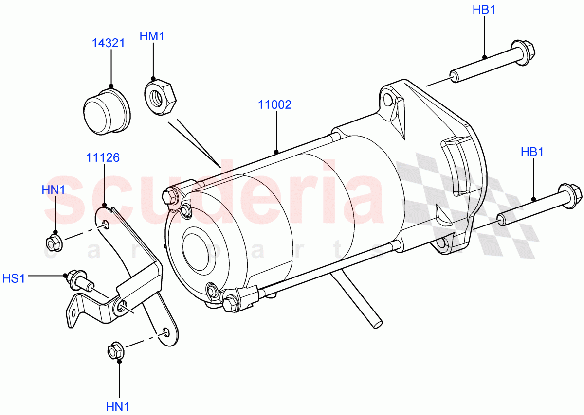 Starter Motor (3.6L V8 32V DOHC EFi Diesel Lion) ((V) FROM7A000001, (V) TO9A999999) of Land Rover Land Rover Range Rover Sport (2005-2009) [3.6 V8 32V DOHC EFI Diesel]