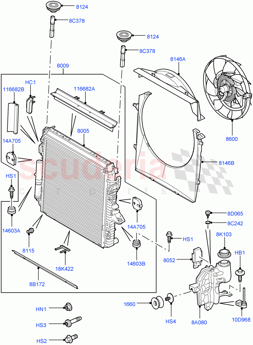 Radiator/Coolant Overflow Container (AJ Petrol 4.4 V8 EFI (220KW)) of Land Rover Land Rover Range Rover Sport (2005-2009) [4.4 AJ Petrol V8]
