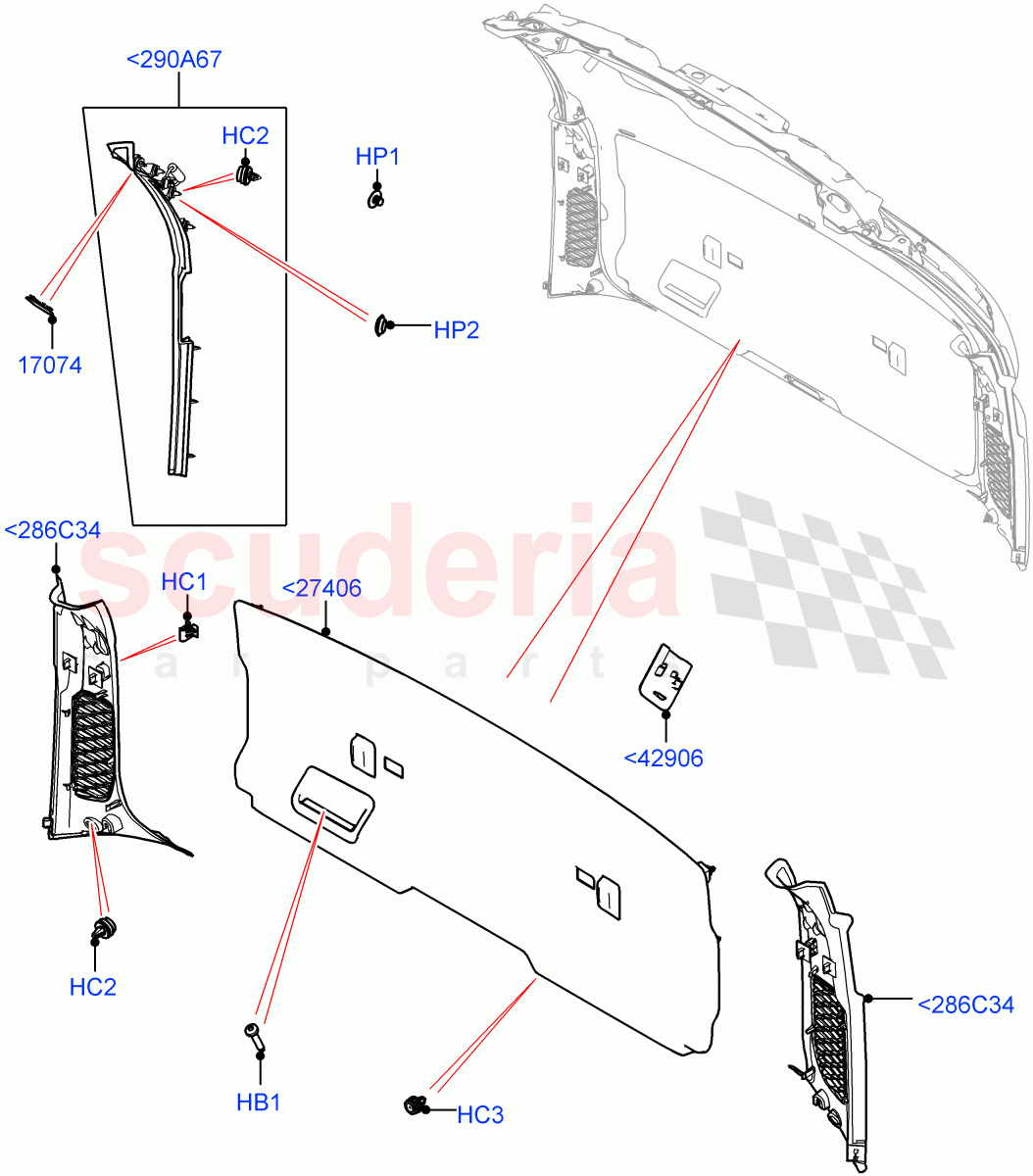 Back Door/Tailgate Trim Panels (Solihull Plant Build) ((V) FROMHA000001) of Land Rover Land Rover Discovery 5 (2017+) [3.0 DOHC GDI SC V6 Petrol]