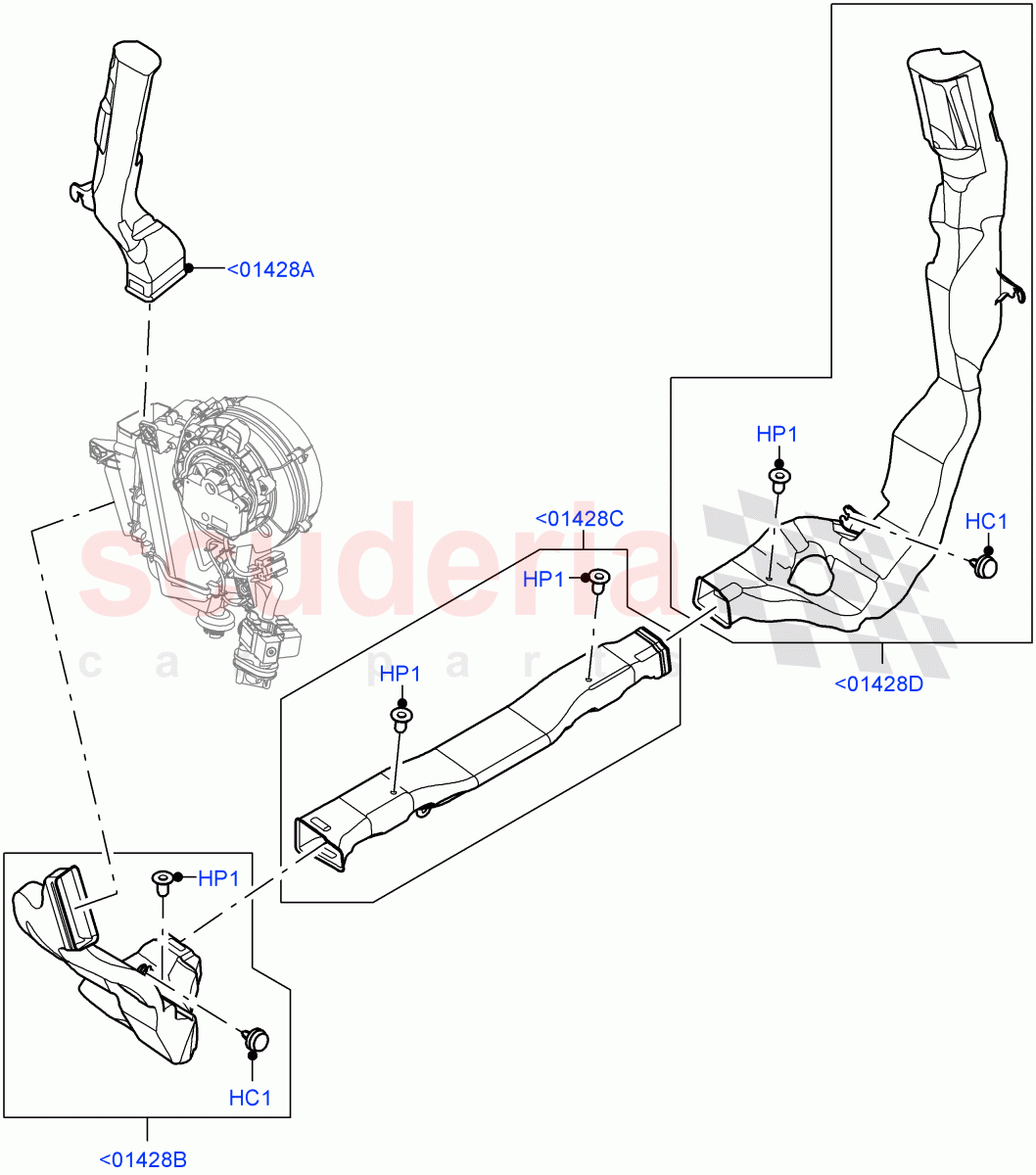 Air Vents, Louvres And Ducts (Internal Components, 3rd Row) (Standard Wheelbase, 3 Zone Air Conditioning + Chiller) of Land Rover Land Rover Defender (2020+) [5.0 OHC SGDI SC V8 Petrol]
